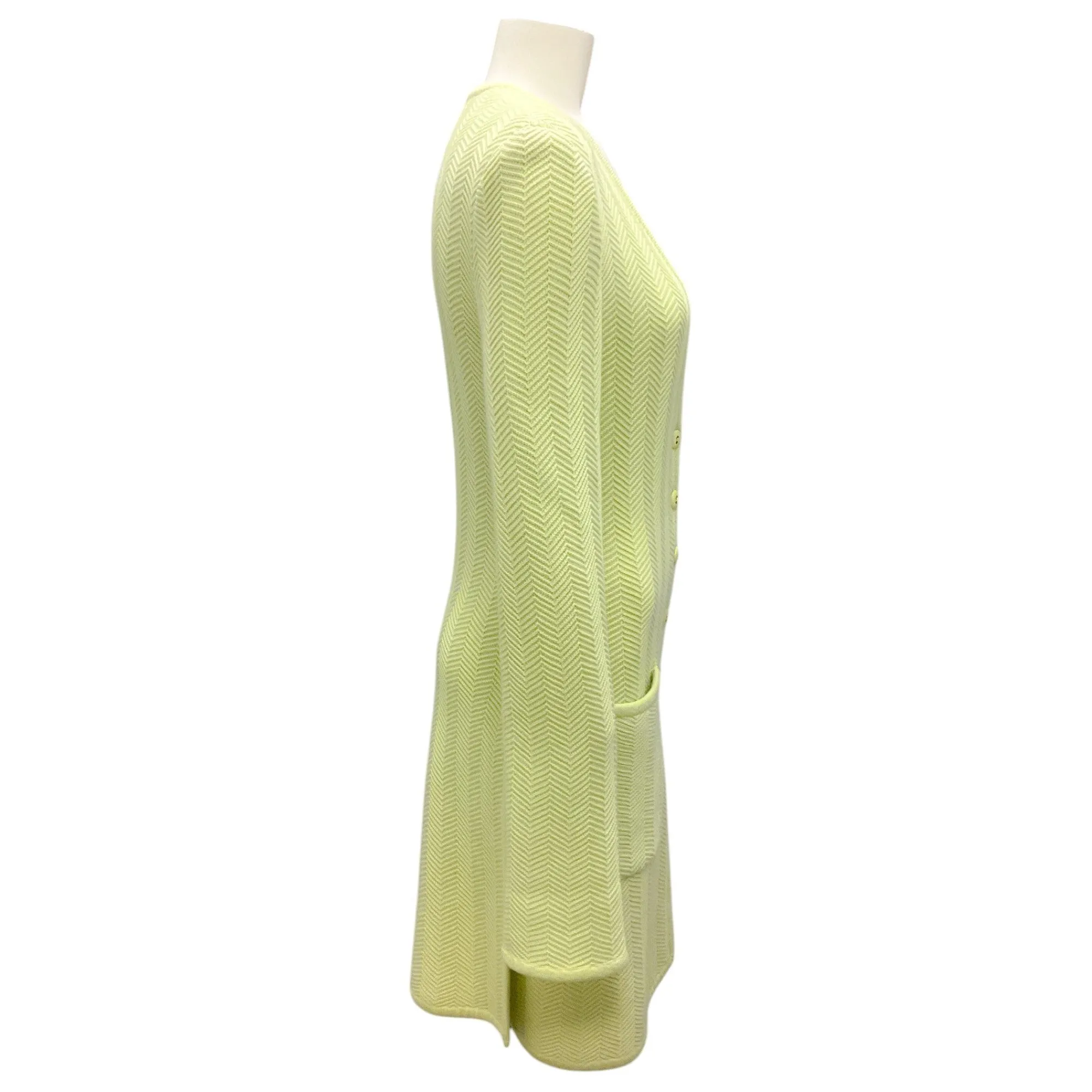 Valentino Boutique Vintage Lime Green Button-down Cashmere Knit Long Cardigan Sweater
