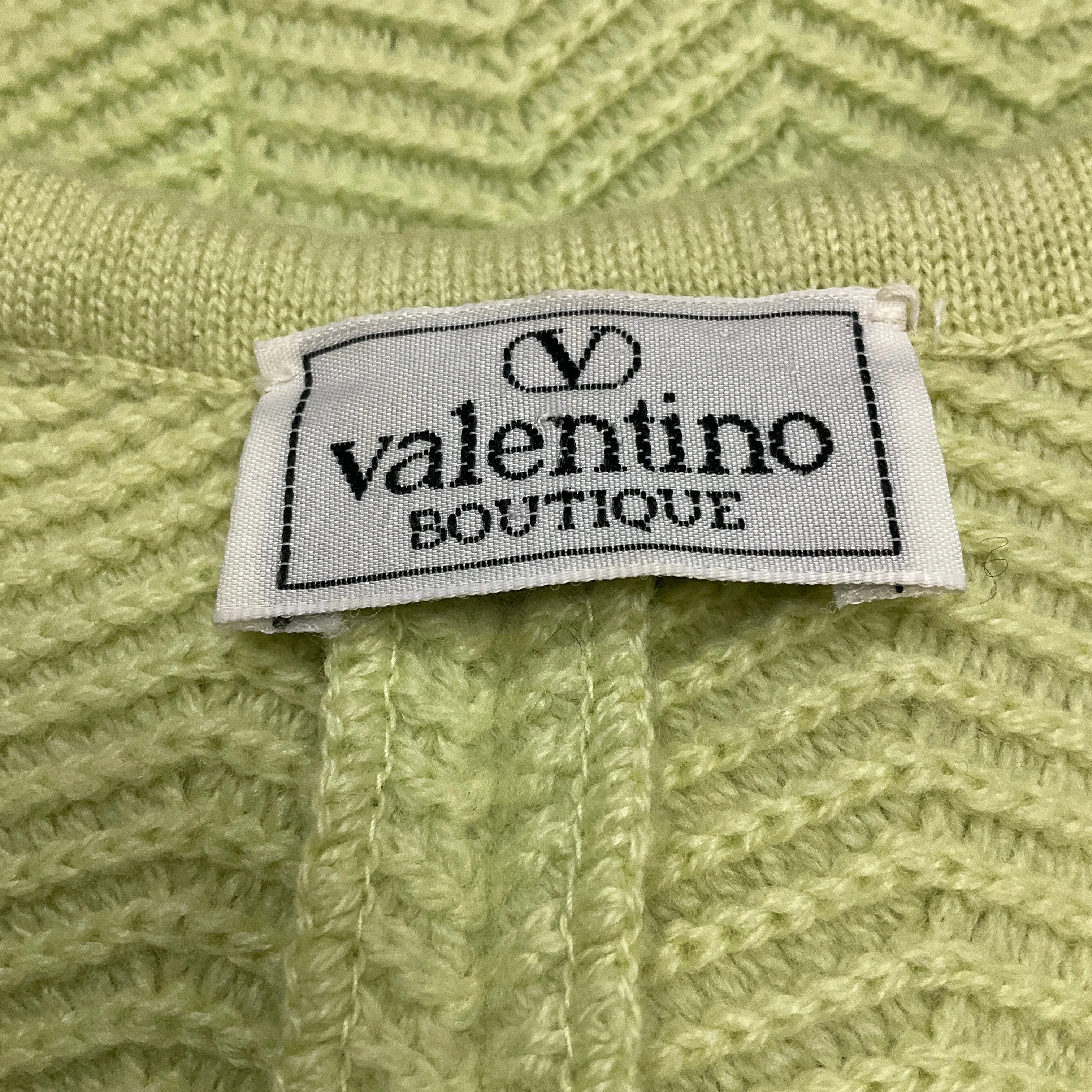 Valentino Boutique Vintage Lime Green Button-down Cashmere Knit Long Cardigan Sweater