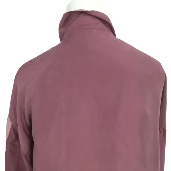 Vintage 100% Silk Exchange Pink Full Zip Windbreaker Jacket Size M Mauve Granny