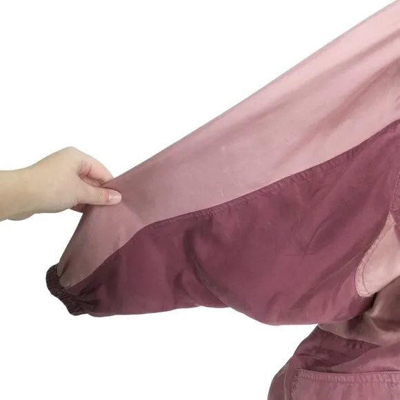 Vintage 100% Silk Exchange Pink Full Zip Windbreaker Jacket Size M Mauve Granny