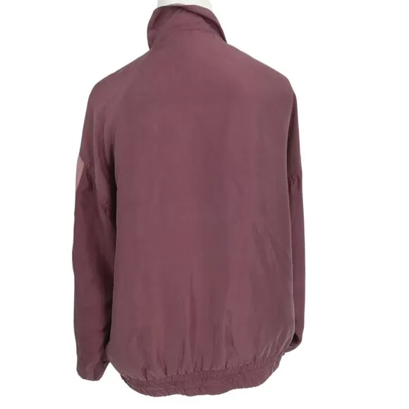 Vintage 100% Silk Exchange Pink Full Zip Windbreaker Jacket Size M Mauve Granny