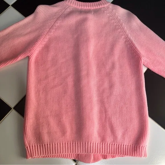 Vintage 60s 70s Sears Sweater Bubblegum Pink Cable Knit Cardigan Pearlescent szL