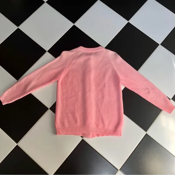 Vintage 60s 70s Sears Sweater Bubblegum Pink Cable Knit Cardigan Pearlescent szL