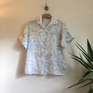 Vintage 70s 80s pastel Floral ALOHA blouse