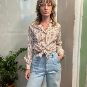 Vintage 70s Collegian of California Blouse // Sz 11/12  (HT23125)