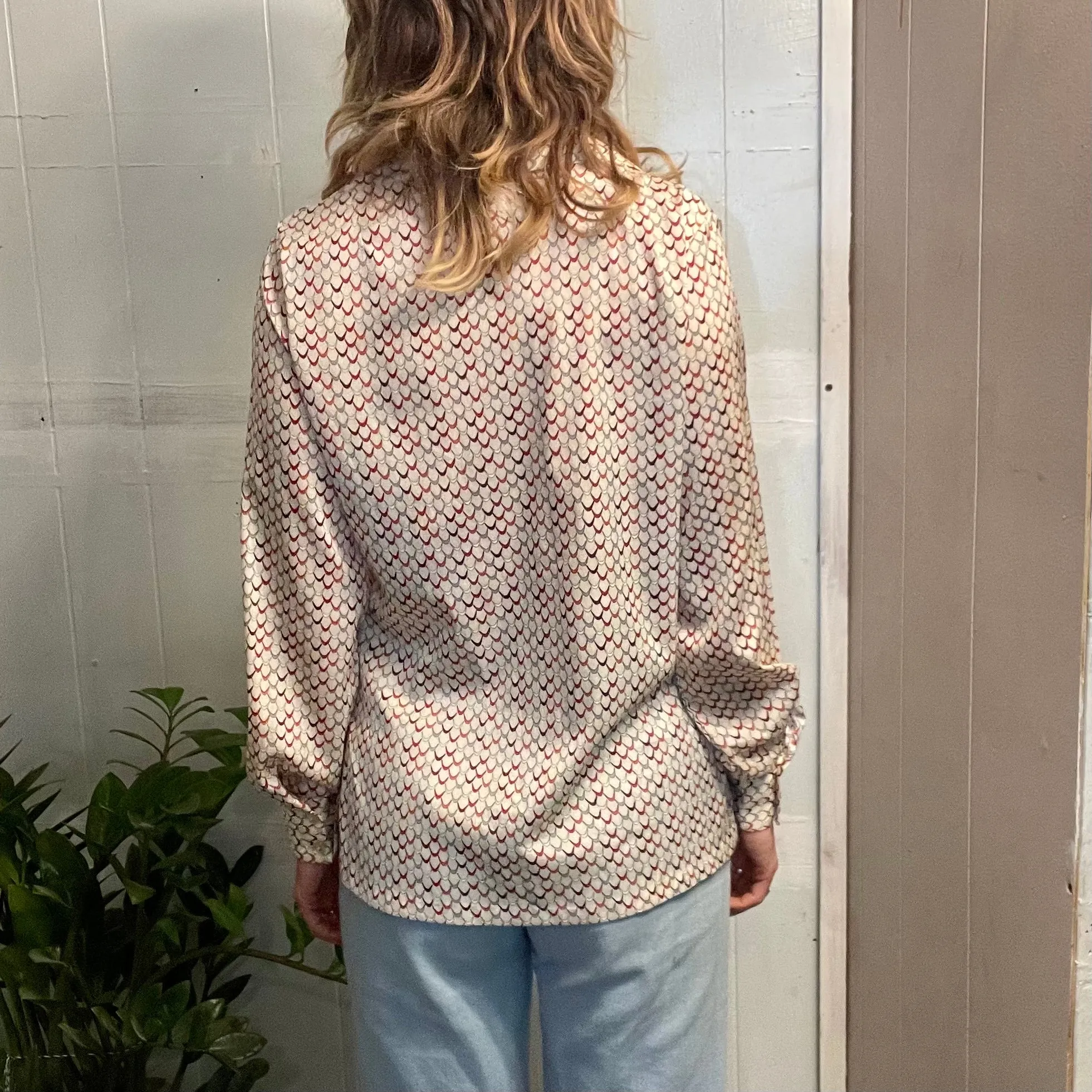 Vintage 70s Collegian of California Blouse // Sz 11/12  (HT23125)