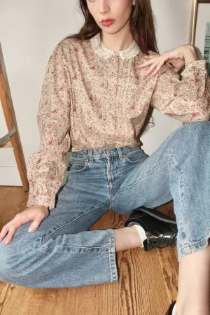 Vintage 80s Lace Collar Prairie Blouse (S-M)