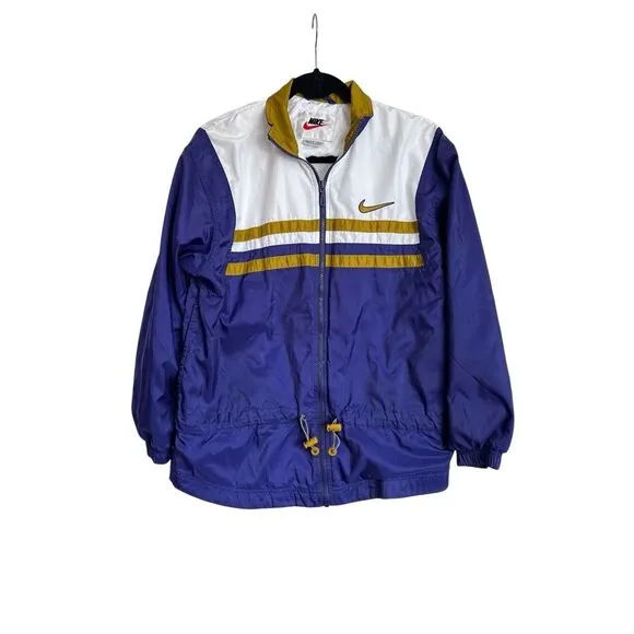 Vintage Nike Jacket Womens Size Small Purple Gold Windbreaker Track Full Zip