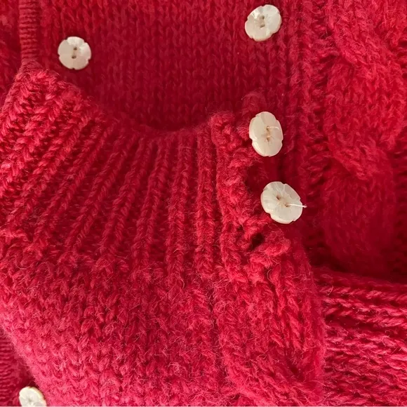 Vintage Robert Scott Ltd Pink Shetland Wool Cardigan Sz L CableKnit Sweater