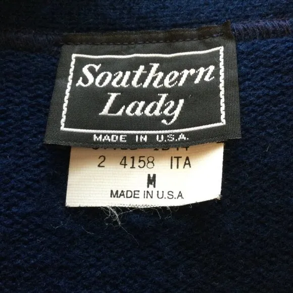 Vintage Southern Lady Cardigan Sweater V Neck Button Front Long Sleeve Size M