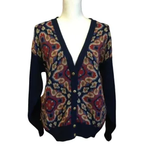 Vintage Southern Lady Cardigan Sweater V Neck Button Front Long Sleeve Size M