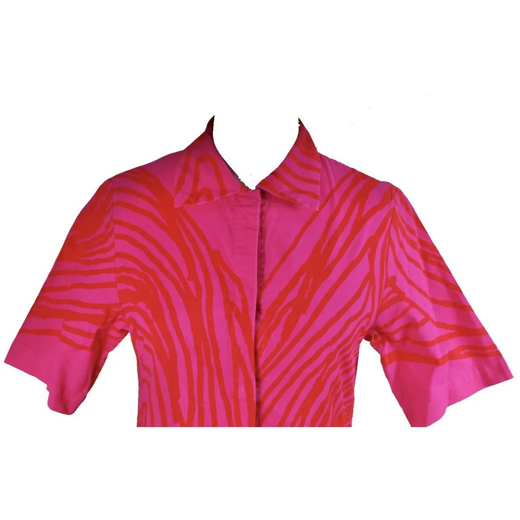 Vintage Vuokko Finnish Designer Shirt Blouse Hot Pink Abstract XS 1970s