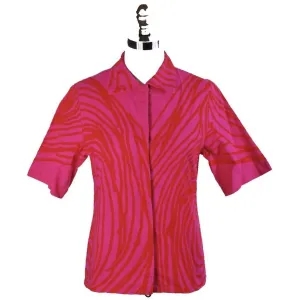 Vintage Vuokko Finnish Designer Shirt Blouse Hot Pink Abstract XS 1970s