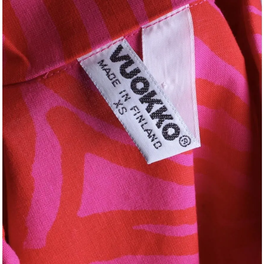 Vintage Vuokko Finnish Designer Shirt Blouse Hot Pink Abstract XS 1970s