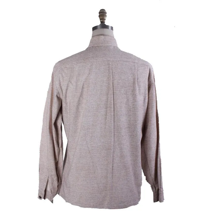 Vintage Vuokko Finnish Designer Shirt Brown & White Dash Stripes Sz 34 Late 1960s