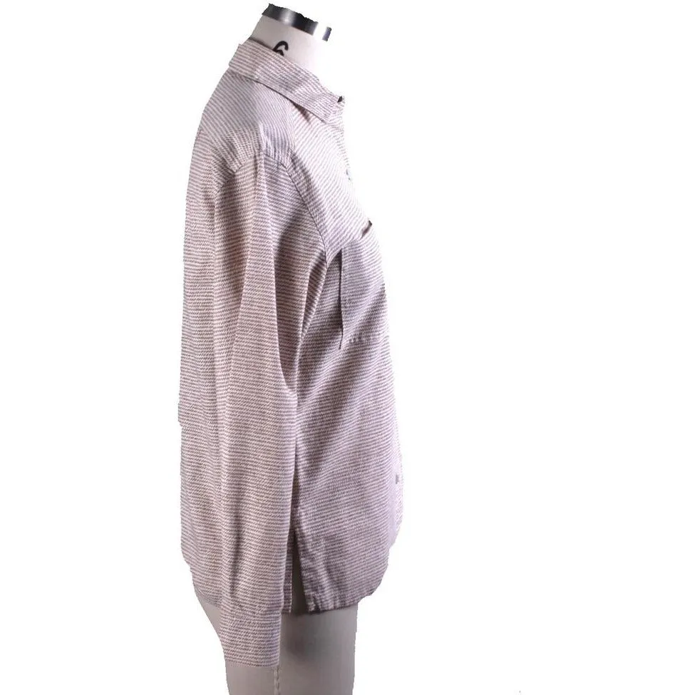 Vintage Vuokko Finnish Designer Shirt Brown & White Dash Stripes Sz 34 Late 1960s