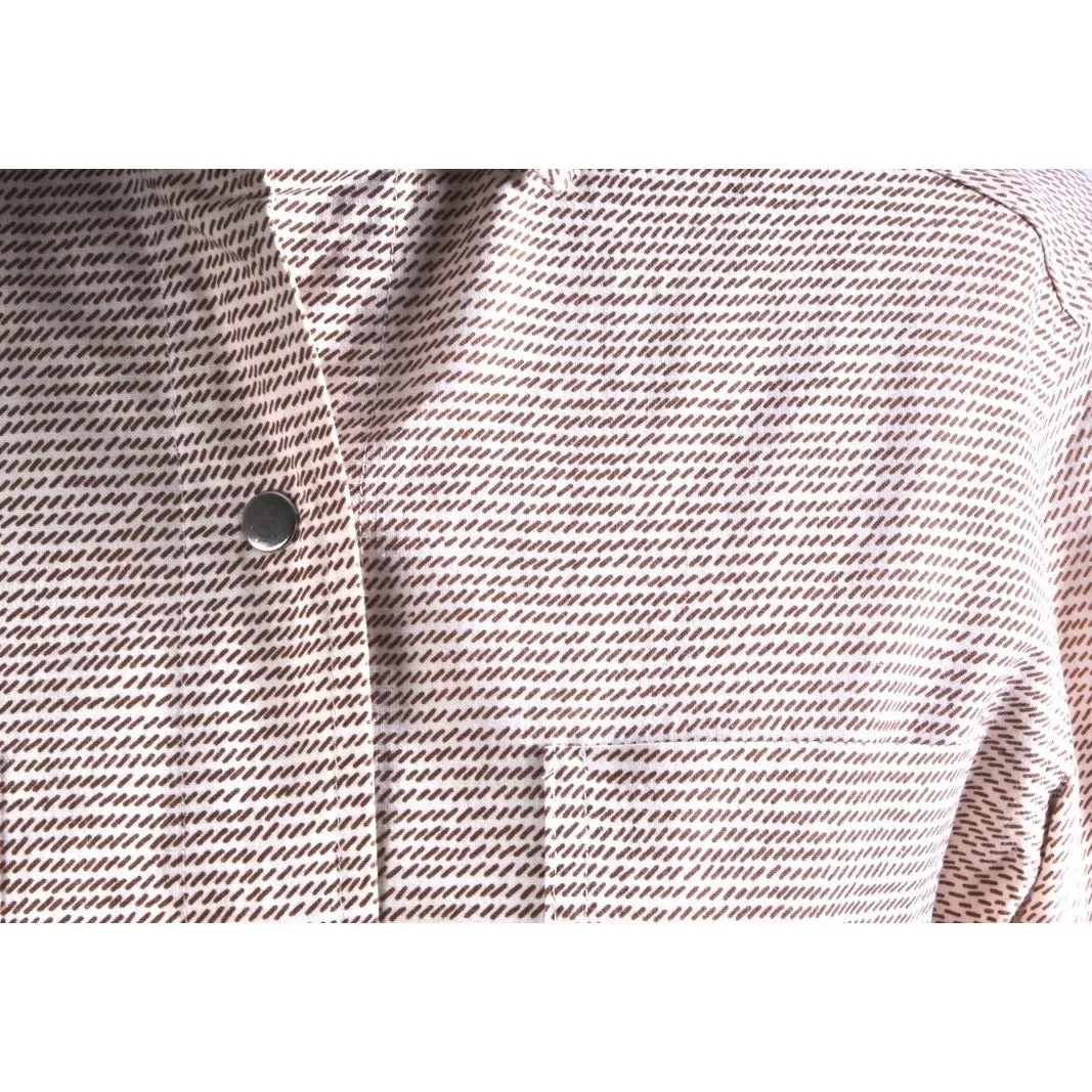 Vintage Vuokko Finnish Designer Shirt Brown & White Dash Stripes Sz 34 Late 1960s