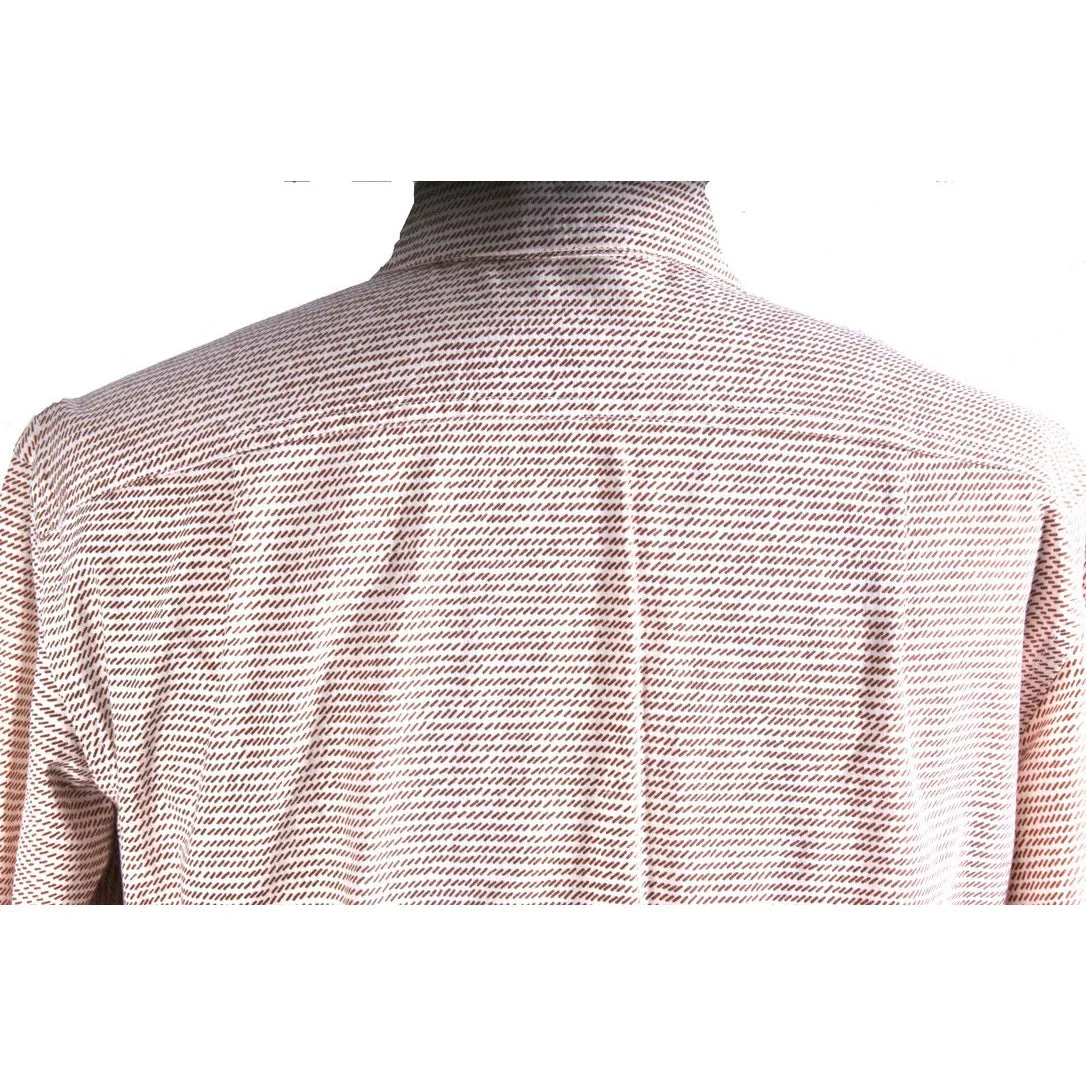 Vintage Vuokko Finnish Designer Shirt Brown & White Dash Stripes Sz 34 Late 1960s
