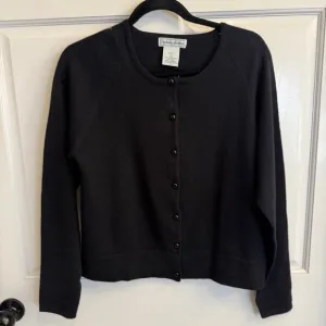 Vintage Women's NWOT Stephanie Andrews Black Merino Wool Cardigan Sweater Size L