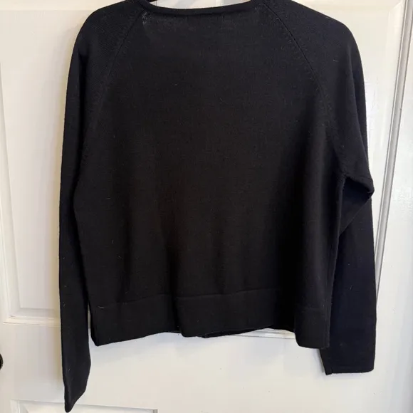 Vintage Women's NWOT Stephanie Andrews Black Merino Wool Cardigan Sweater Size L