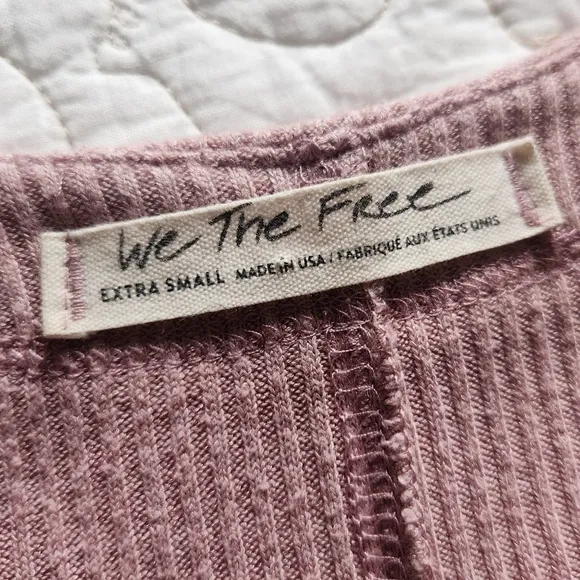 We the Free Cardigan XS Longline Button Front Knit Duster Sweater Pink Ribbed