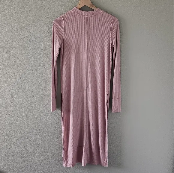 We the Free Cardigan XS Longline Button Front Knit Duster Sweater Pink Ribbed