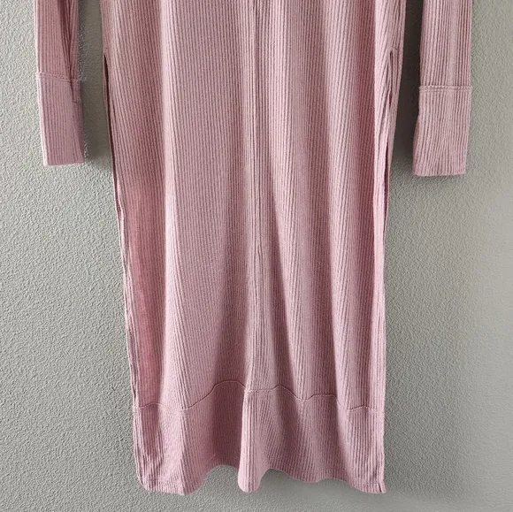 We the Free Cardigan XS Longline Button Front Knit Duster Sweater Pink Ribbed