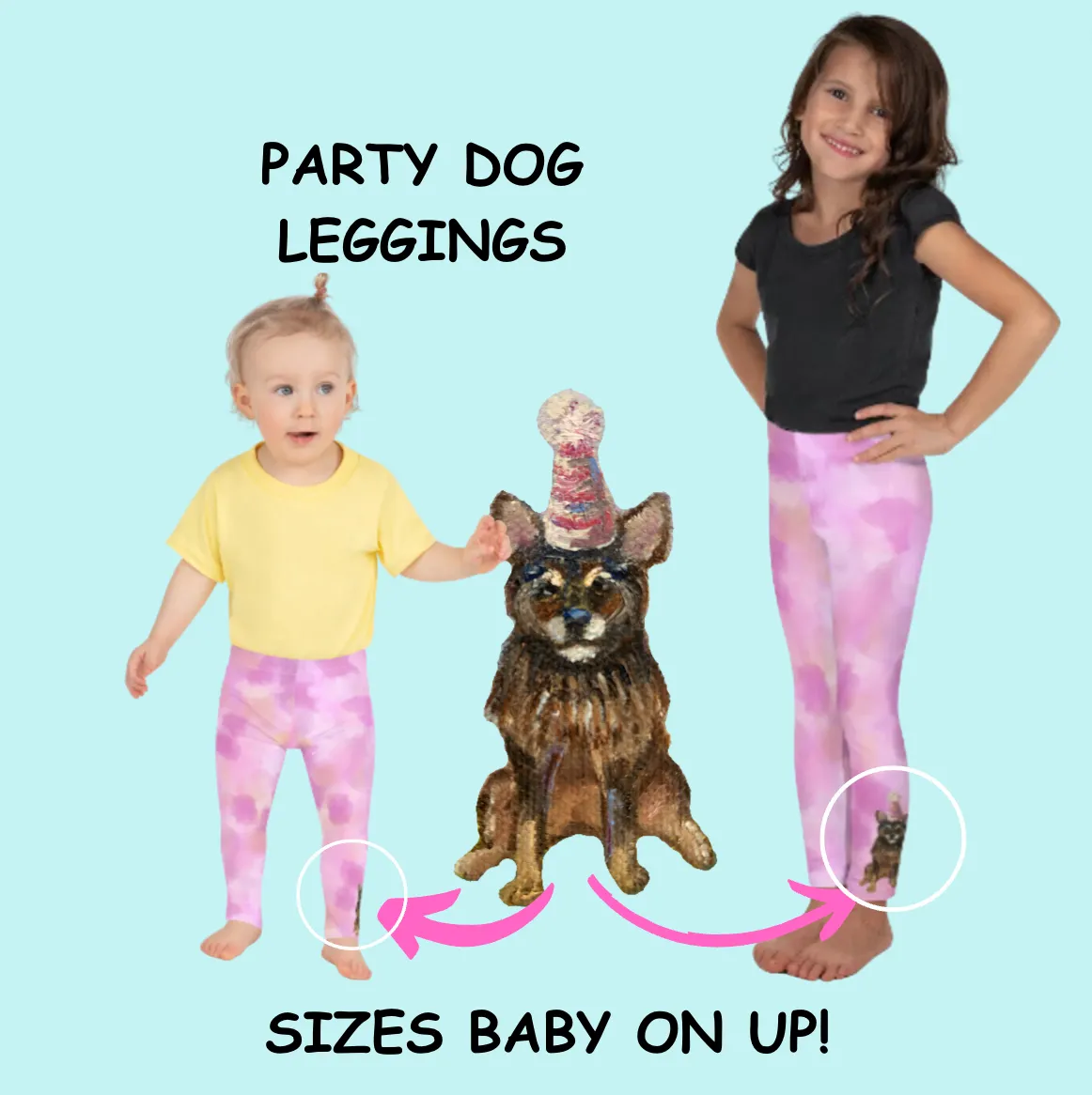 Whimsy Fit “Cotton Candy - Party Dog” Girls Leggings