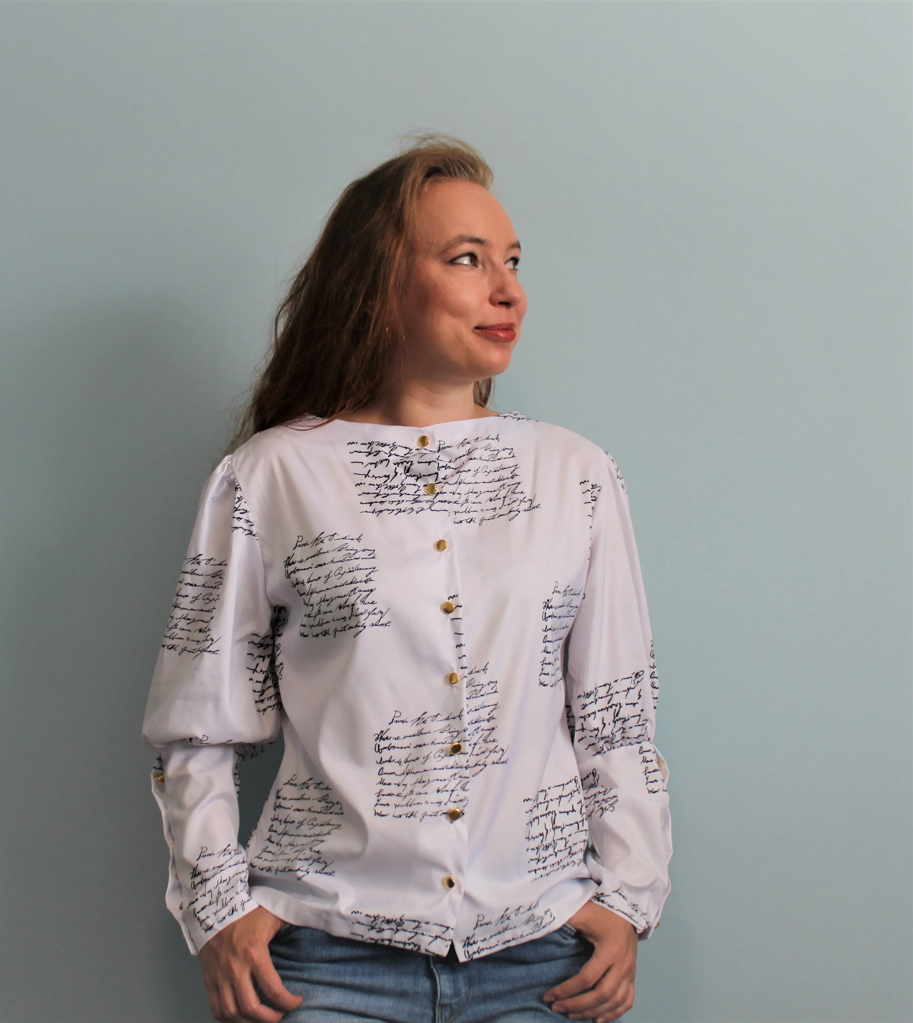 White Blouse With Print