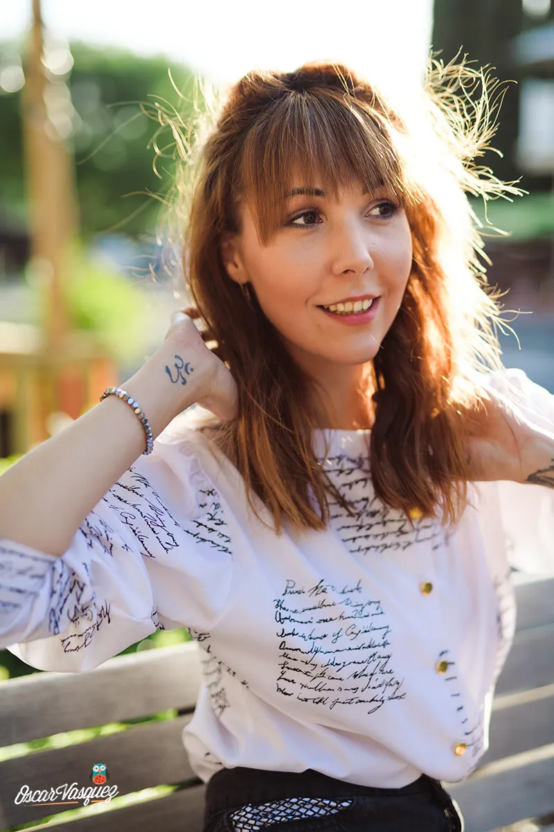 White Blouse With Print