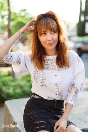 White Blouse With Print