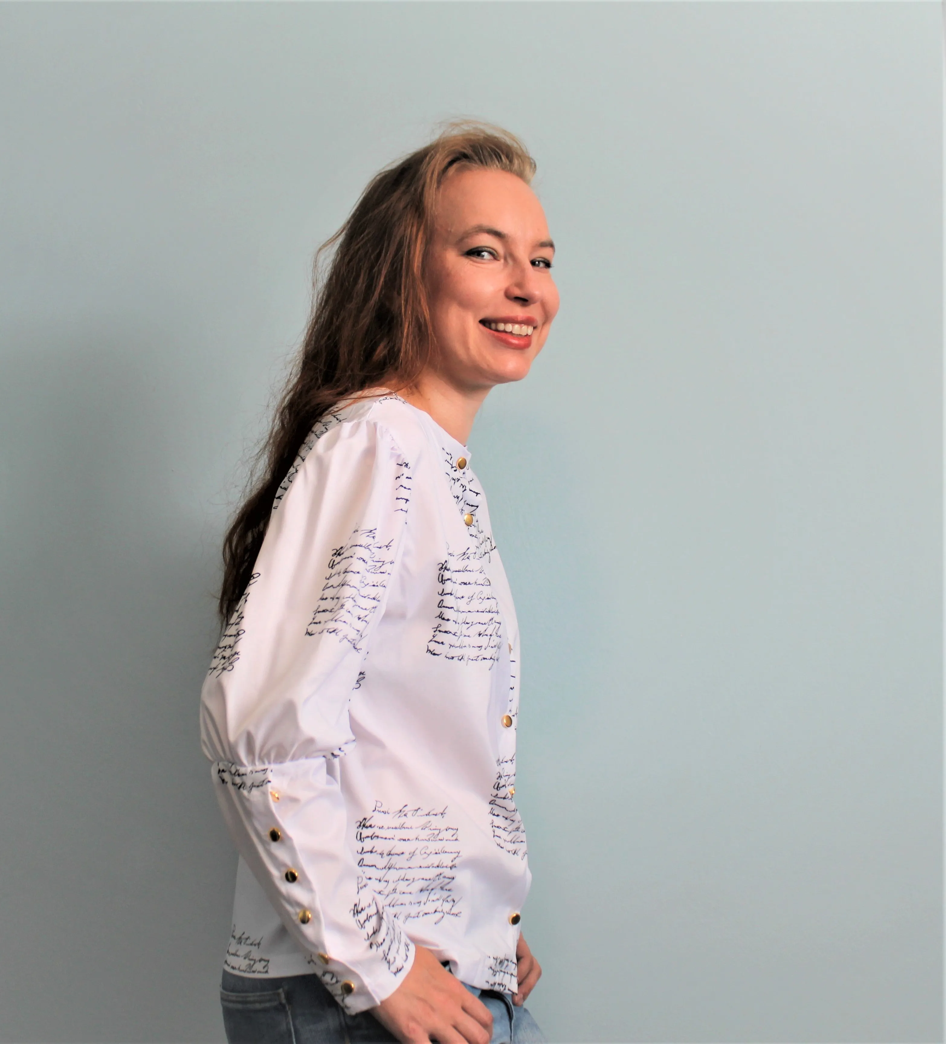White Blouse With Print