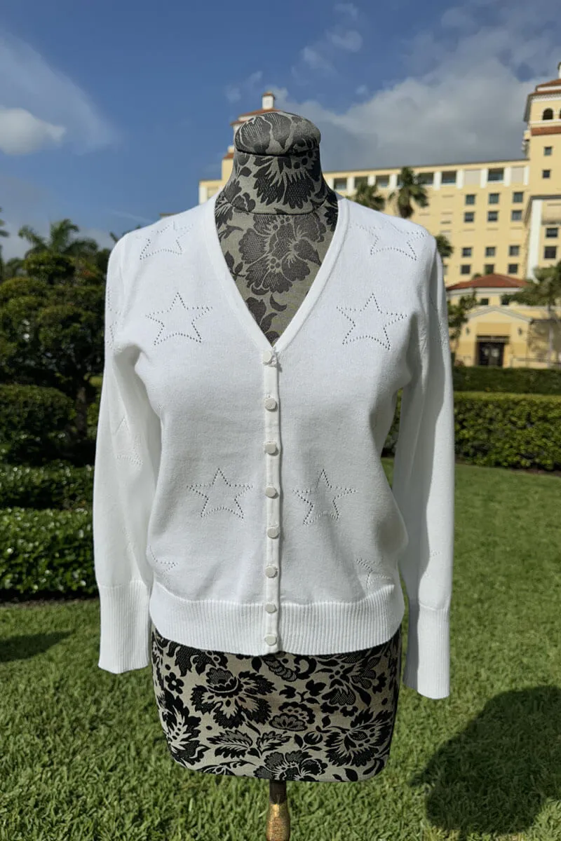 White Cardigan with Heart Detail