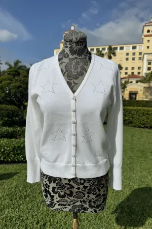 White Cardigan with Heart Detail