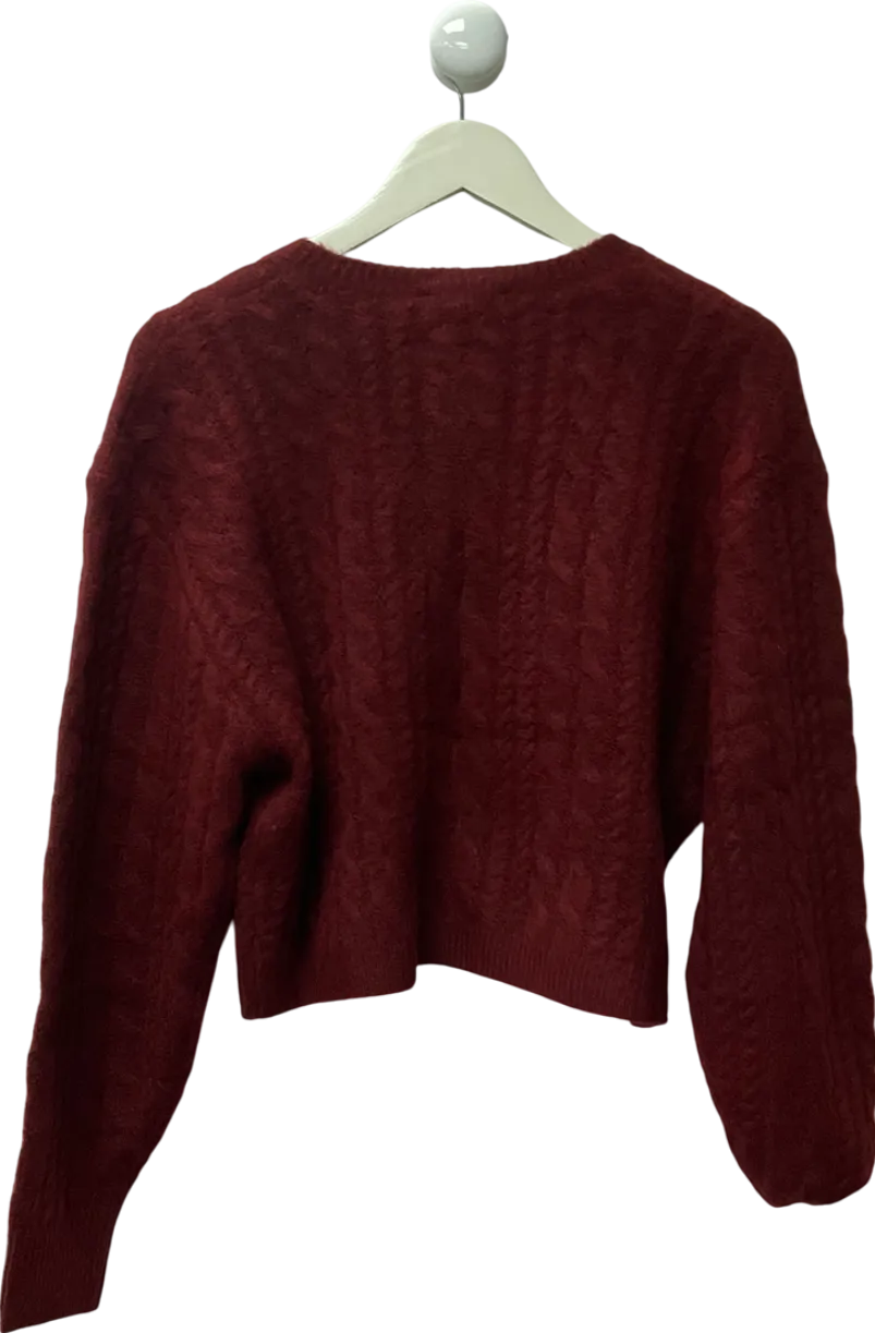 White Fox Red Betting On You Knit Cardigan Wine UK L/XL