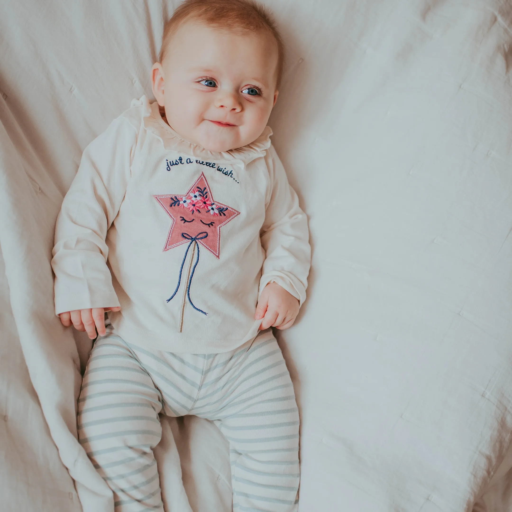 White Wish Slogan Applique Top And Legging Set