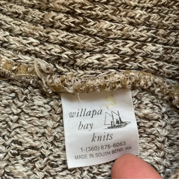 Willapa Bay Knits Women's Handmade Sweater Cardigan Button Front Pockets Beige S