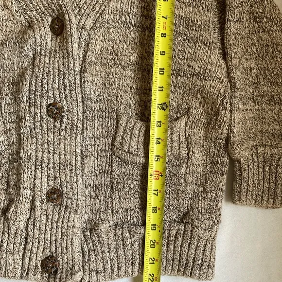 Willapa Bay Knits Women's Handmade Sweater Cardigan Button Front Pockets Beige S