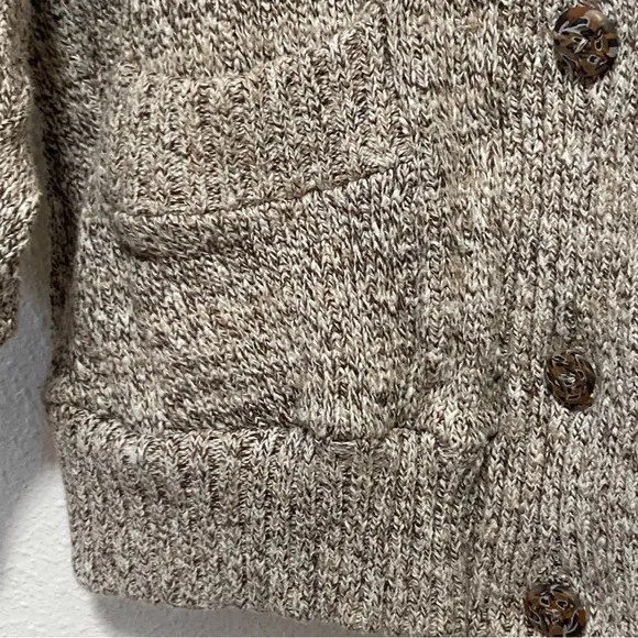 Willapa Bay Knits Women's Handmade Sweater Cardigan Button Front Pockets Beige S