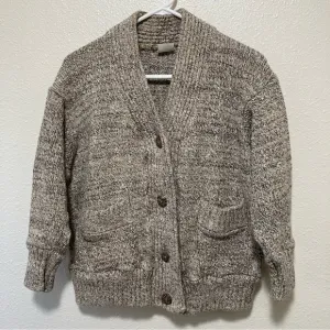 Willapa Bay Knits Women's Handmade Sweater Cardigan Button Front Pockets Beige S