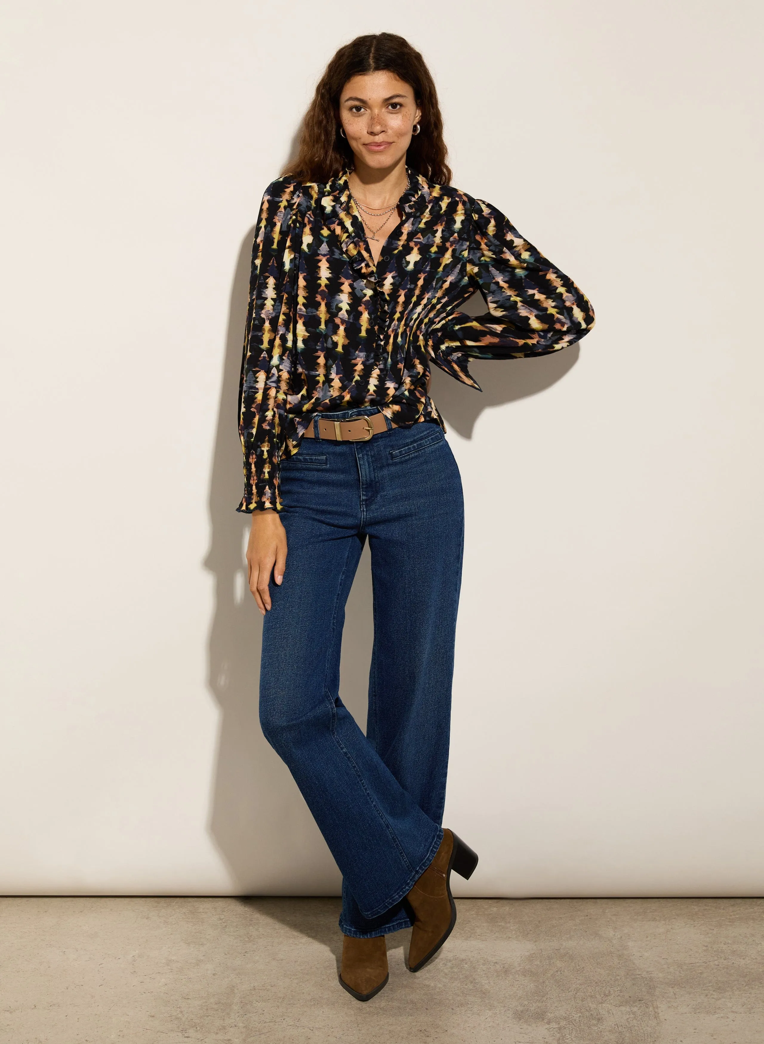 Willow  Lenzing™ Ecovero™ Viscose Printed Blouse | Navy Texture