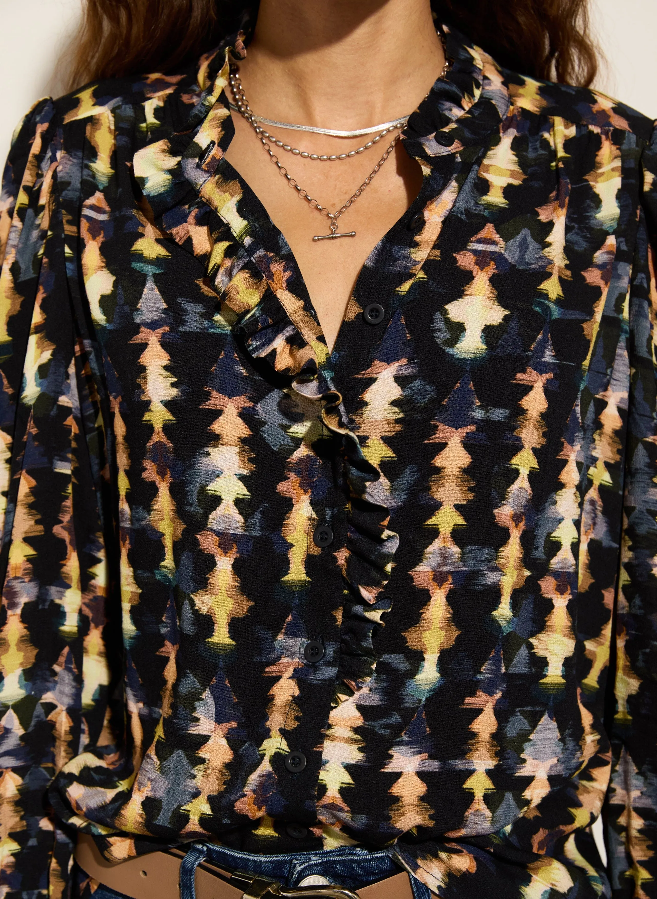 Willow  Lenzing™ Ecovero™ Viscose Printed Blouse | Navy Texture