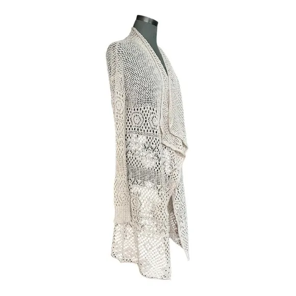 Women’s Cardigan BILLABONG Sweater Beige Knit Duster Open Front Cardigan Coverup