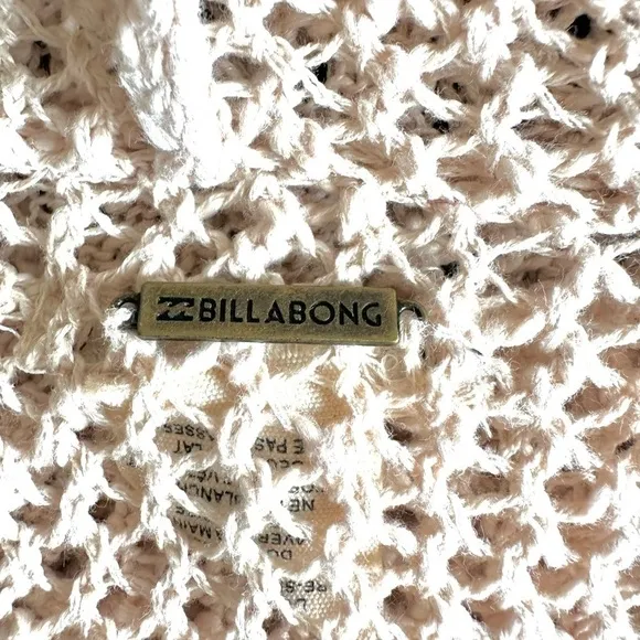Women’s Cardigan BILLABONG Sweater Beige Knit Duster Open Front Cardigan Coverup
