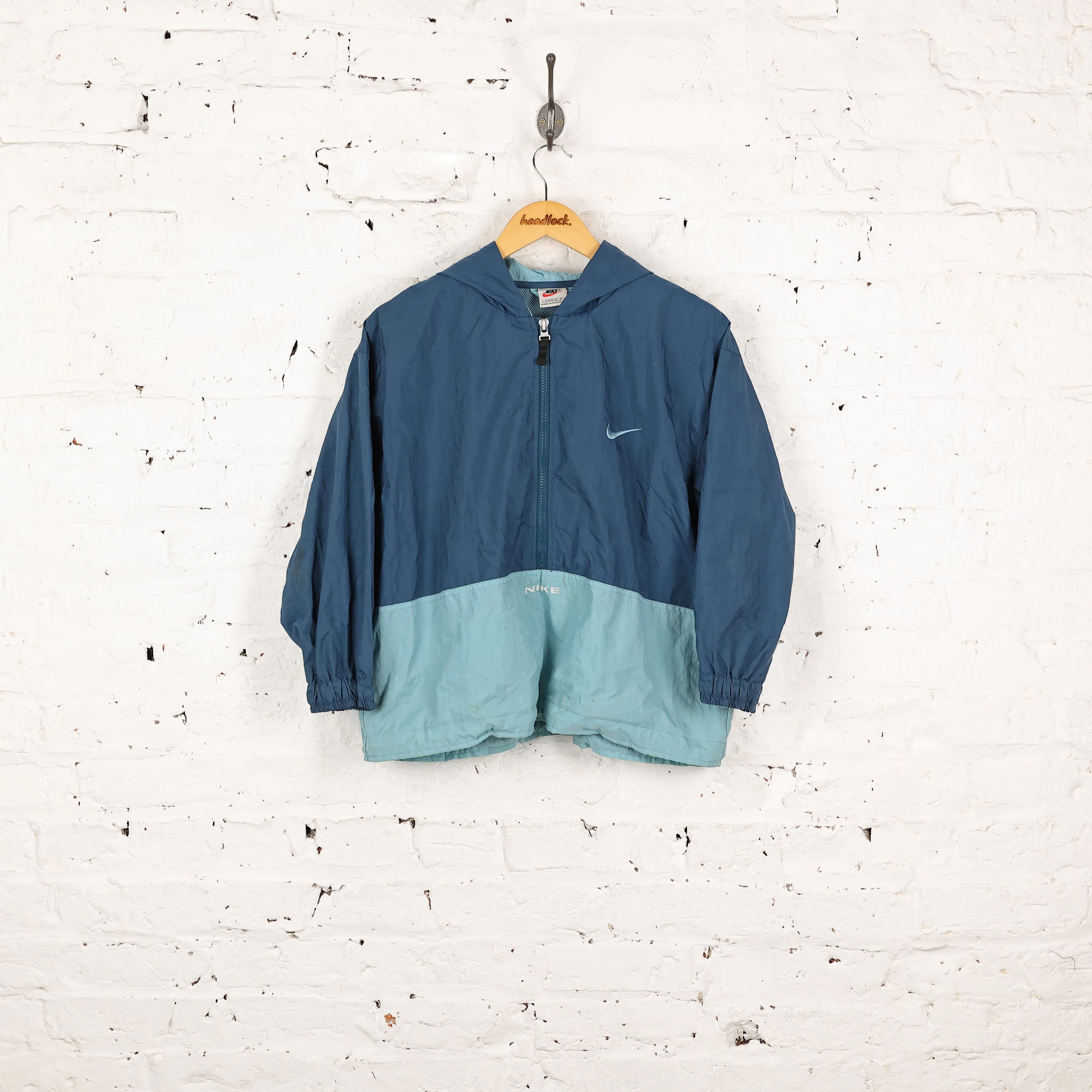 Women's Nike Hooded Windbreaker Jacket - Blue - Women's M