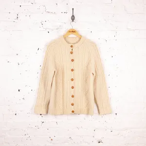Women's Wool Cable Knit Cardigan - Cream - Women's M