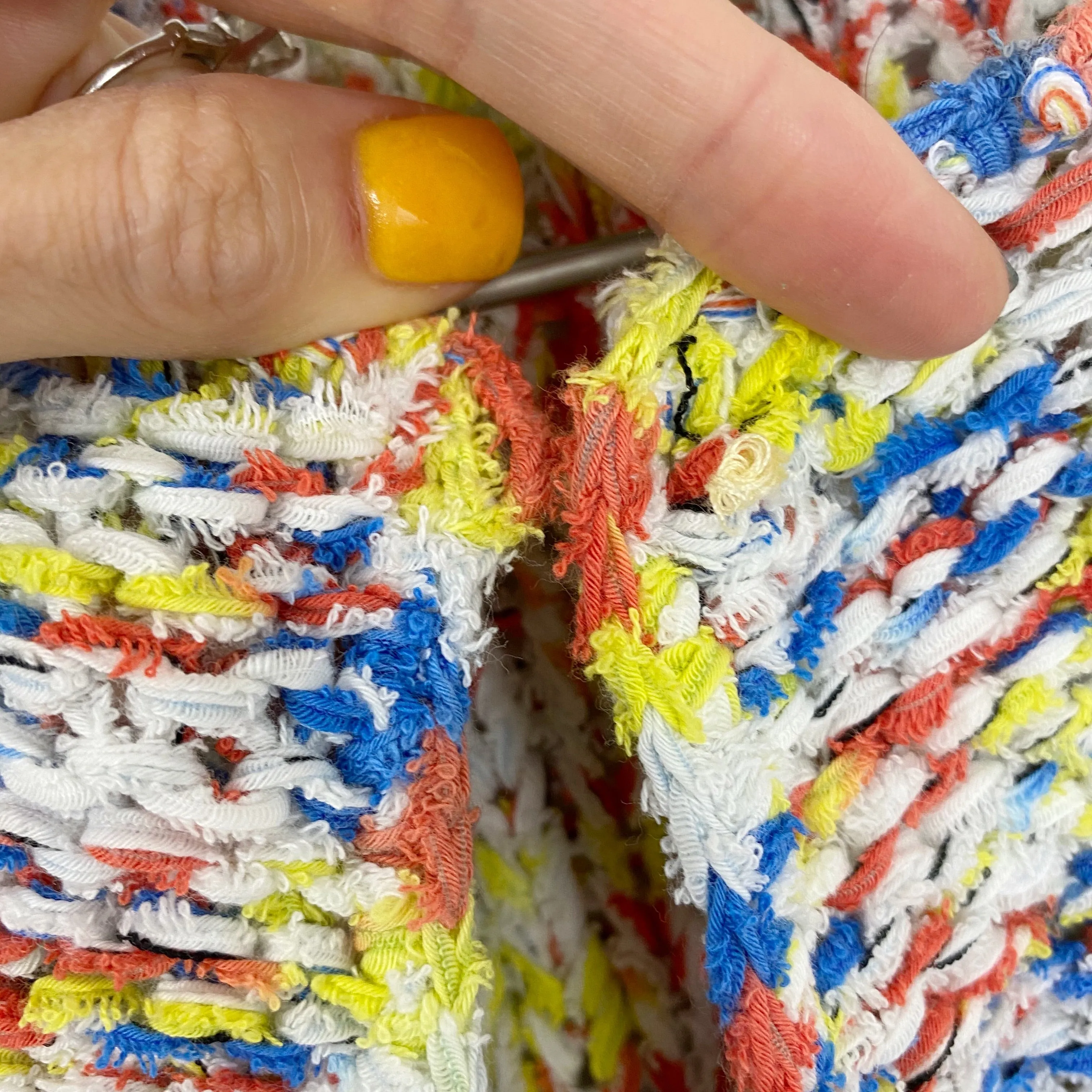 Worth New York Multicolor Raw Edge Fabric Knit Cropped Cardigan