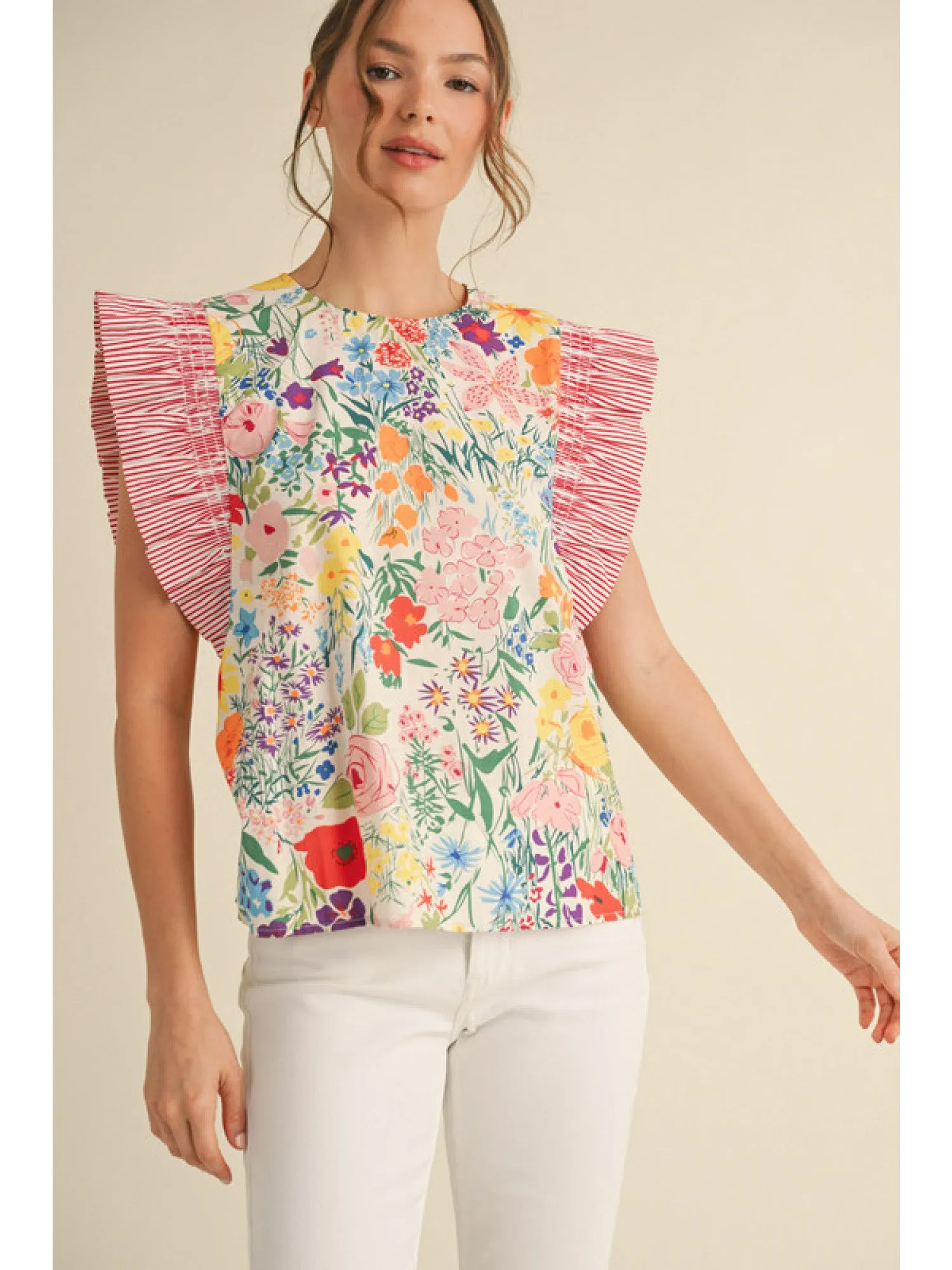 Wynona Floral Print Ruffle Sleeve Blouse