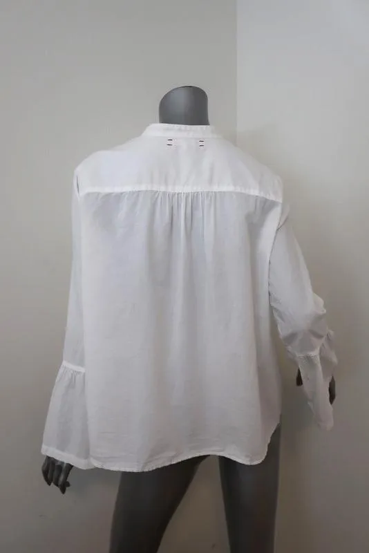 Xirena Bell Sleeve Top Bianca White Cotton Size Small Button-Up Blouse