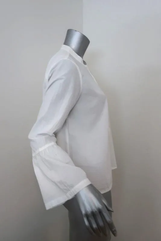Xirena Bell Sleeve Top Bianca White Cotton Size Small Button-Up Blouse